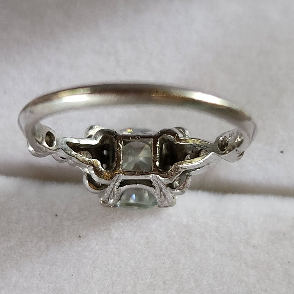 Vintage PLATINUM solitaire ENGAGMENT RING 2 CT Charles Colvard Moissanite. Sz 6 - Picture 8 of 16